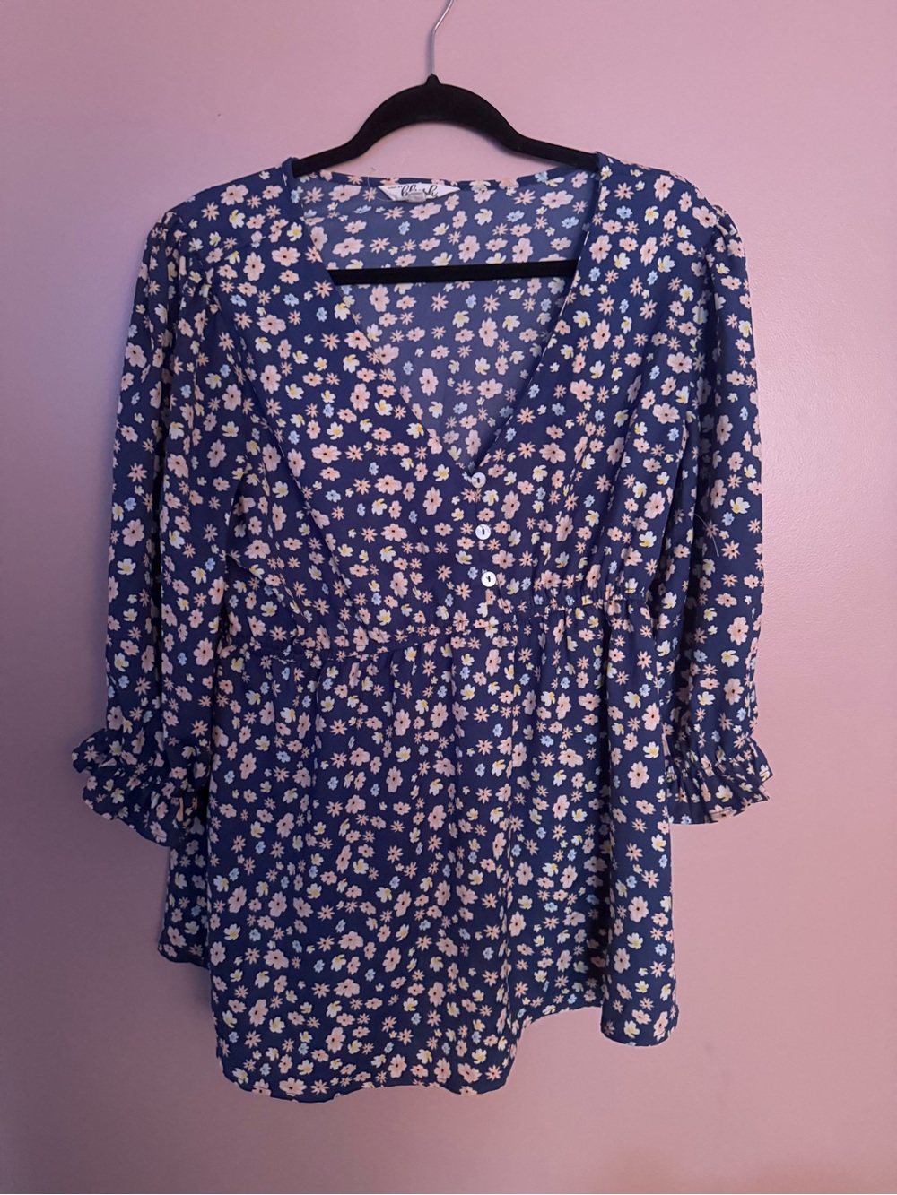 Blush Blue Floral V-Neck Peplum Tunic maternity
